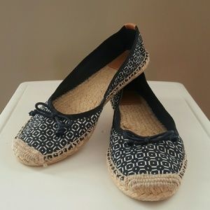 Tory Burch Ballet Flat Espadrilles Navy Blue Bow